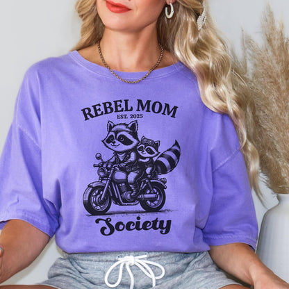 Stylish biker mom outfit featuring a vintage aesthetic and bold mom life message, making it a fun and thoughtful gift for any rebellious and adventurous mama