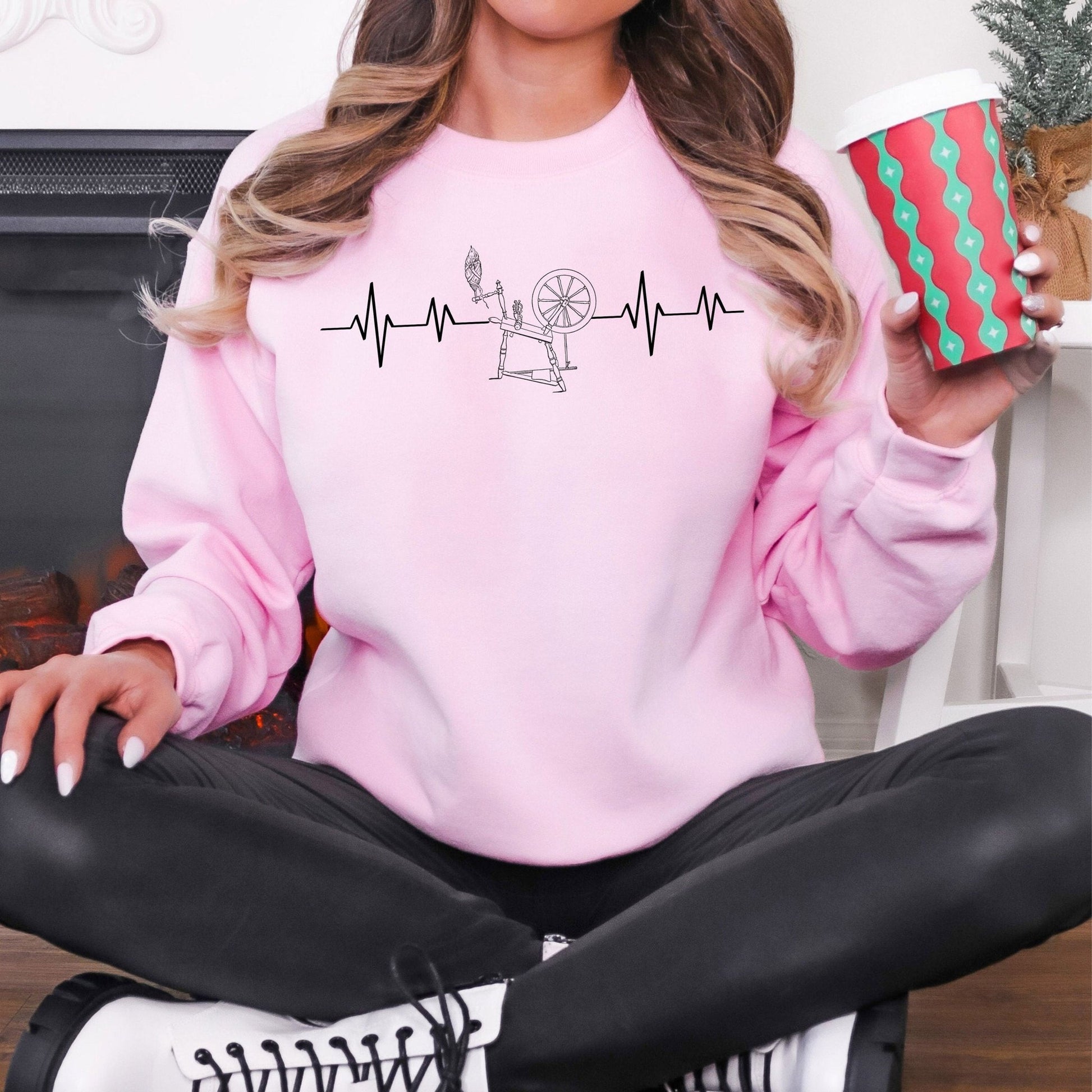 Spinning Wheel Heartbeat Shirt Spinning Group Mother&#39;s Day Birthday Christmas
