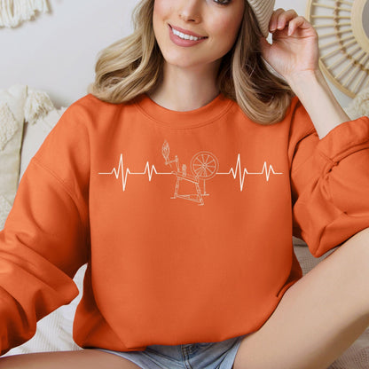 Spinning Wheel Heartbeat Shirt Fiber Art Lover Gift Batt Lover Present Rolag Lover Sweatshirt Spinning Group Mother&#39;s Day Birthday Christmas