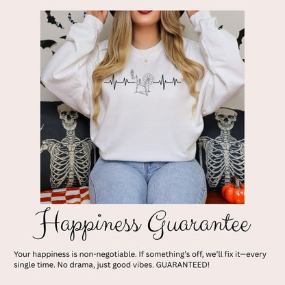 Spinning Wheel Sweatshirt – Cozy Craft Pullover With Heartbeat Spinner Design