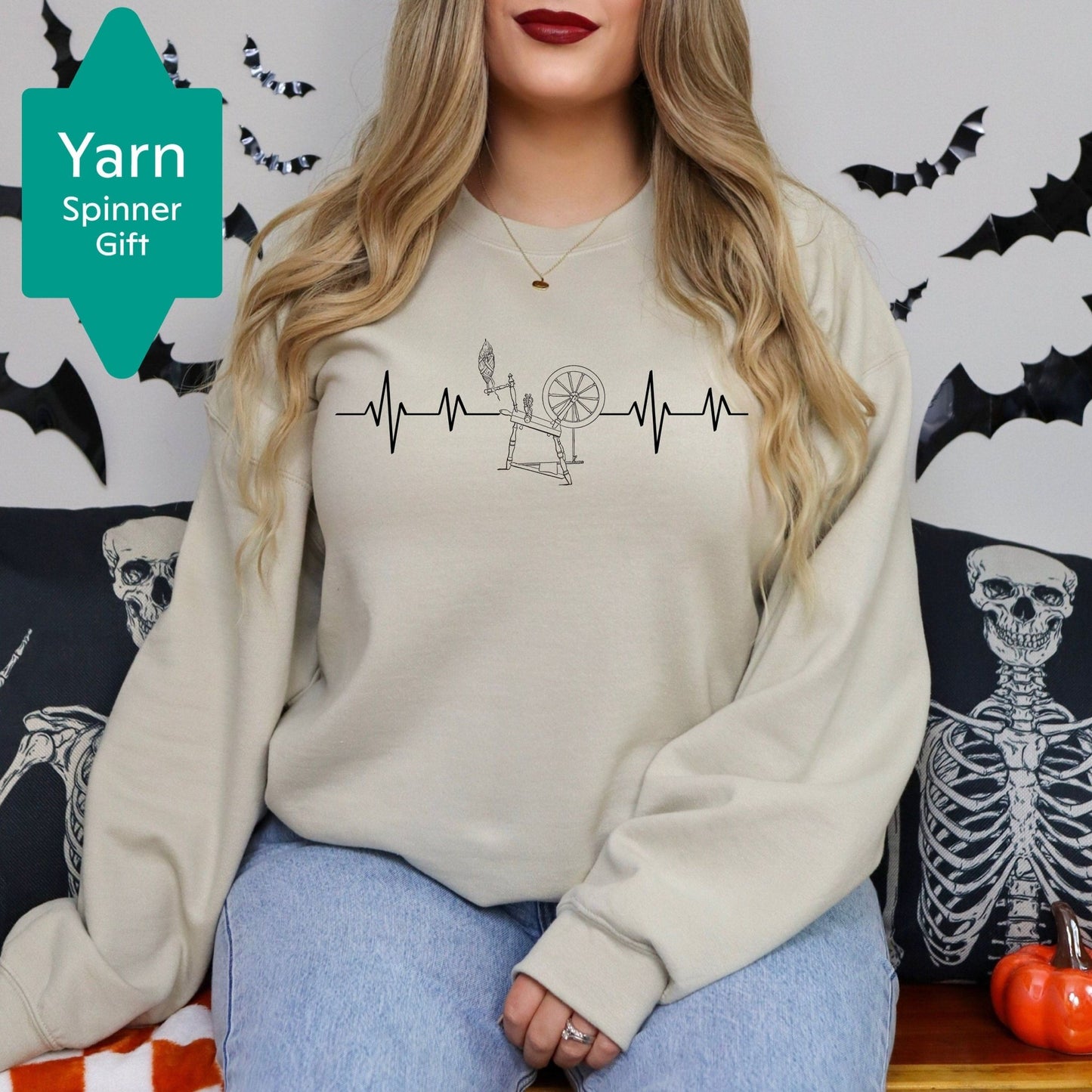 Spinning Wheel Heartbeat Shirt Sweatshirt Spinning Group Mother&#39;s Day Birthday Christmas