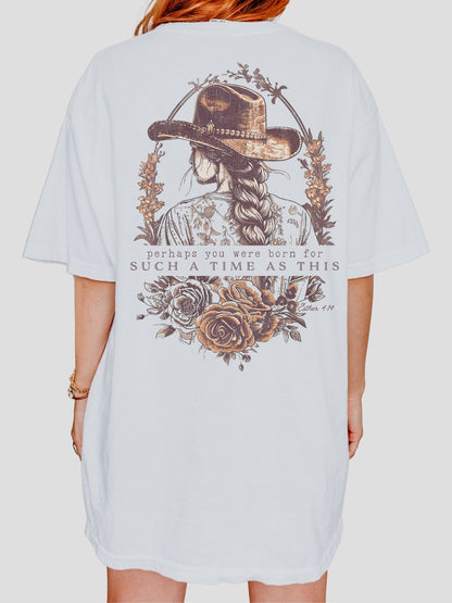 a woman wearing a white t - shirt with an image of a woman wearing a