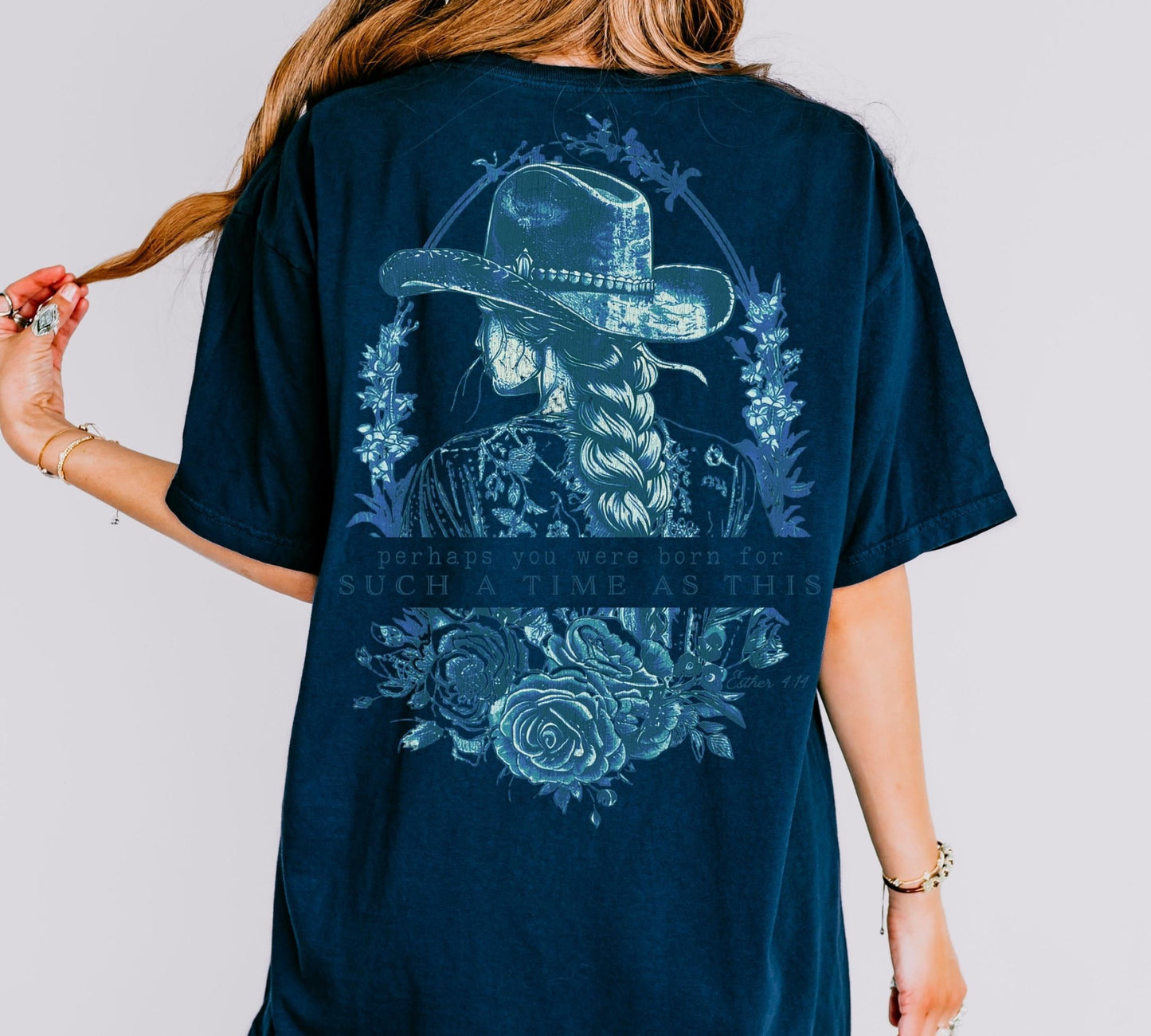 Western floral scripture shirt with soft feel