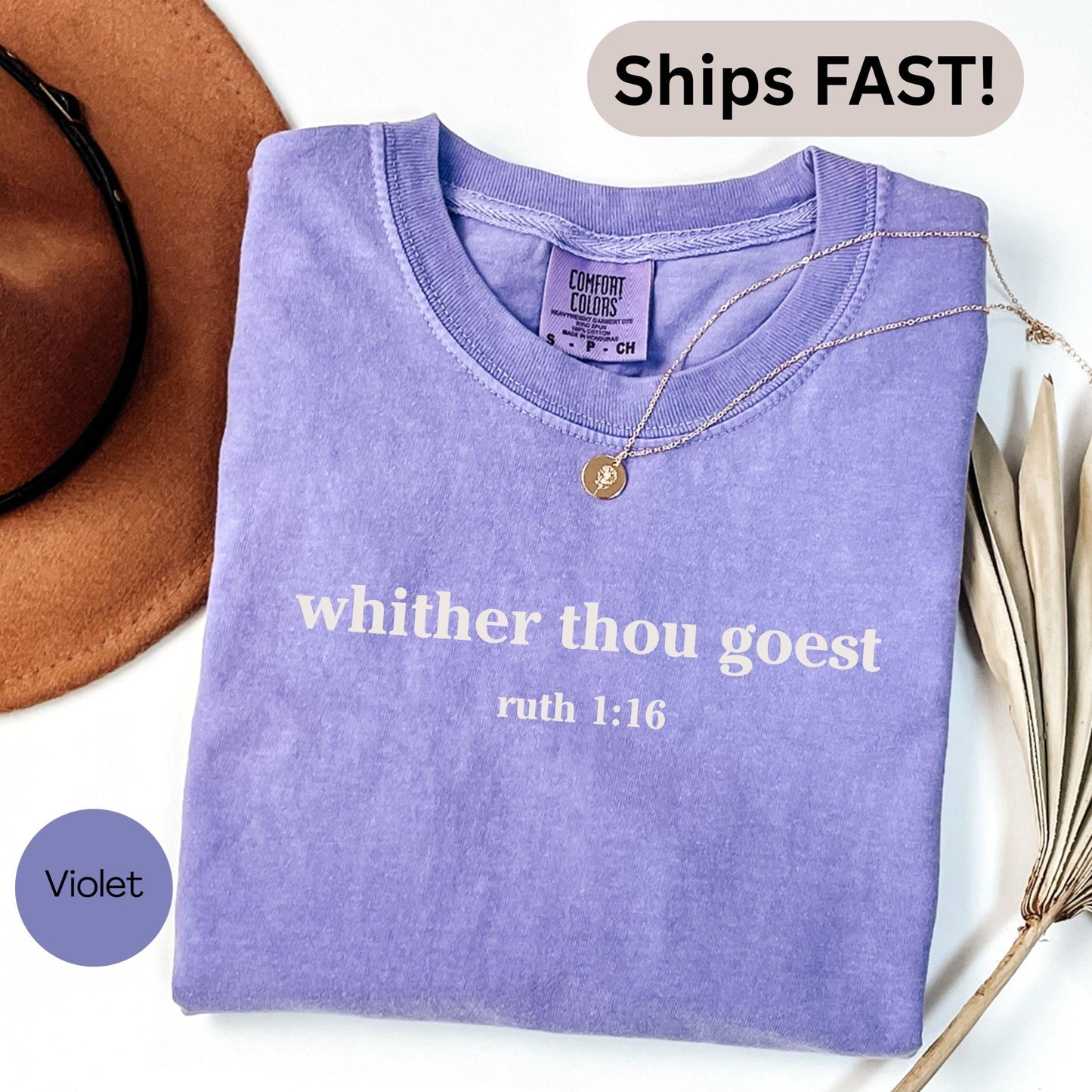 Blush Christian t-shirt for women with romantic Bible verse from Ruth perfect gift idea for wife bride or godly girlfriend