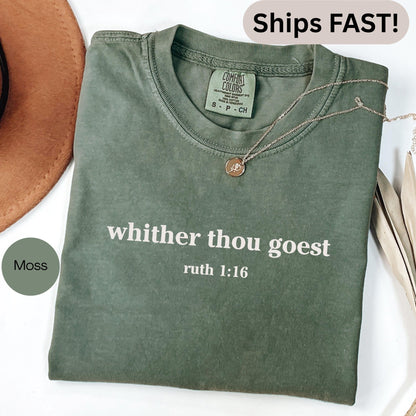 Faith-based wedding tee with Ruth 1 16 Bible verse ideal for newlywed gift or Christian bride shirt expressing love and devotion