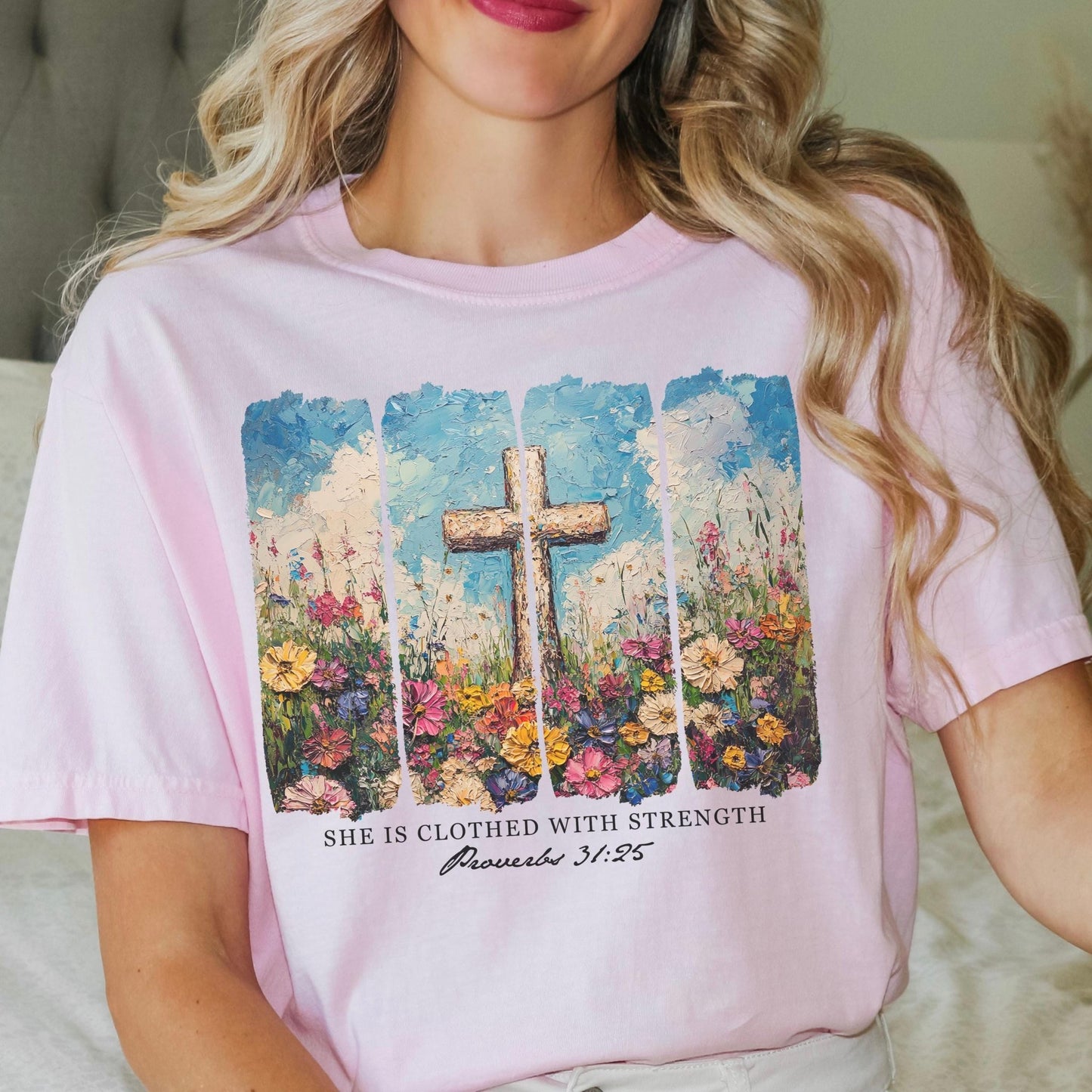 Christianity scripture t-shirt with Proverbs 31 25 design an inspirational and faith-based tee ideal for religious women and believers